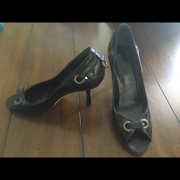 Dior Black Quilt Stitch Peep Toe Heels. - Picture 1 of 1